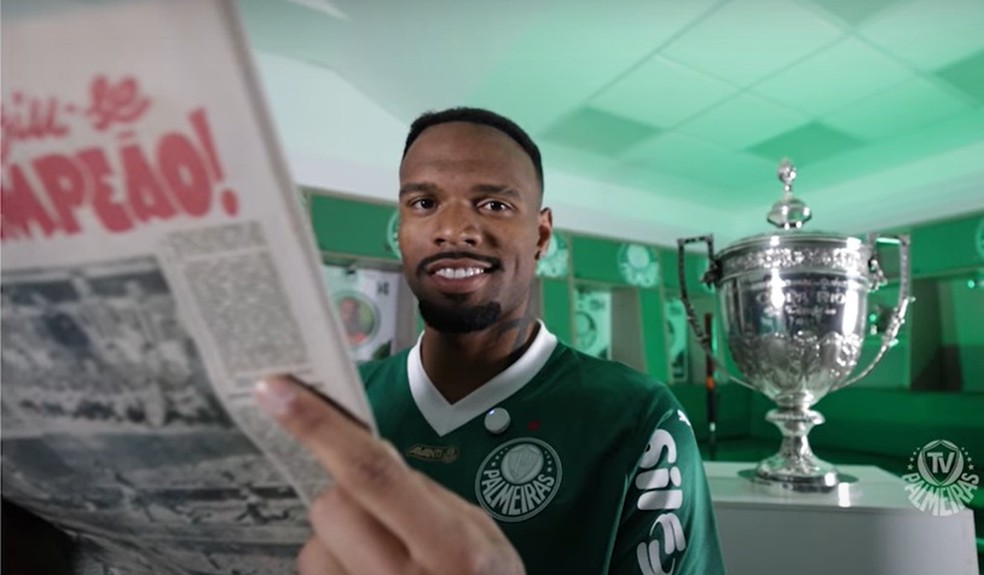 Carlos Miguel é anunciado pelo Palmeiras — Foto: Reprodução/TV Palmeiras