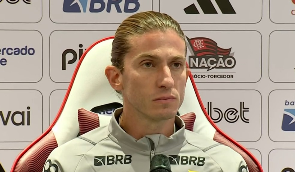 Apresentação de Filipe Luis como tecnico do Flamengo — Foto: Reprodução/ge