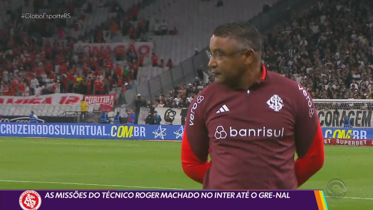 Veja as missões do técnico Roger Machado no Inter até o Gre-Nal