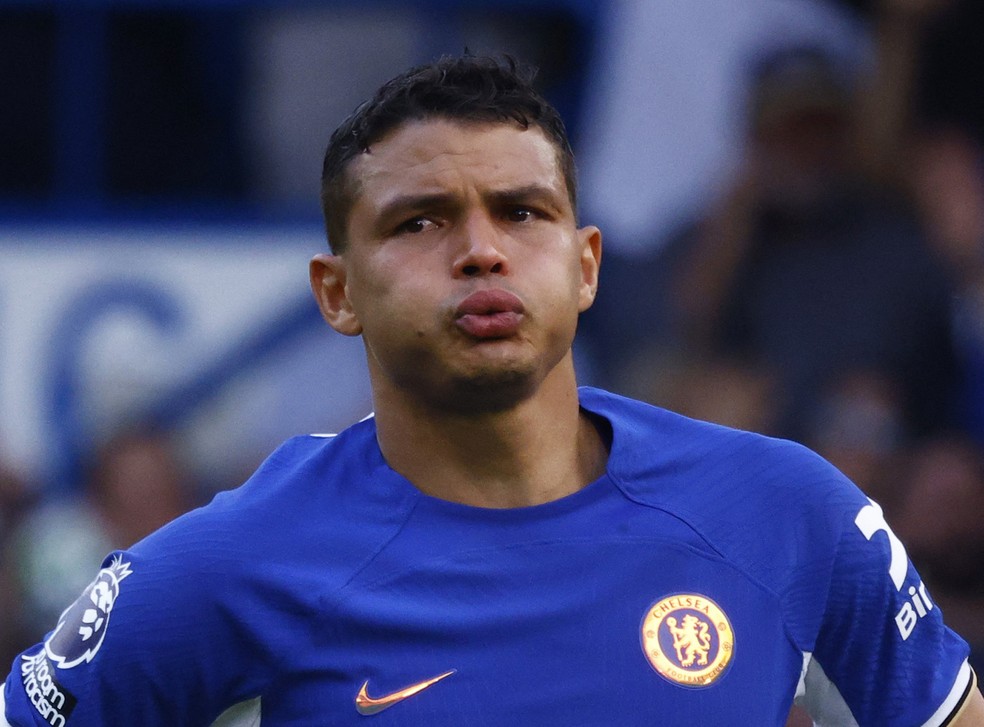 Thiago Silva se emociona em despedida do Chelsea — Foto: John Sibley/Reuters