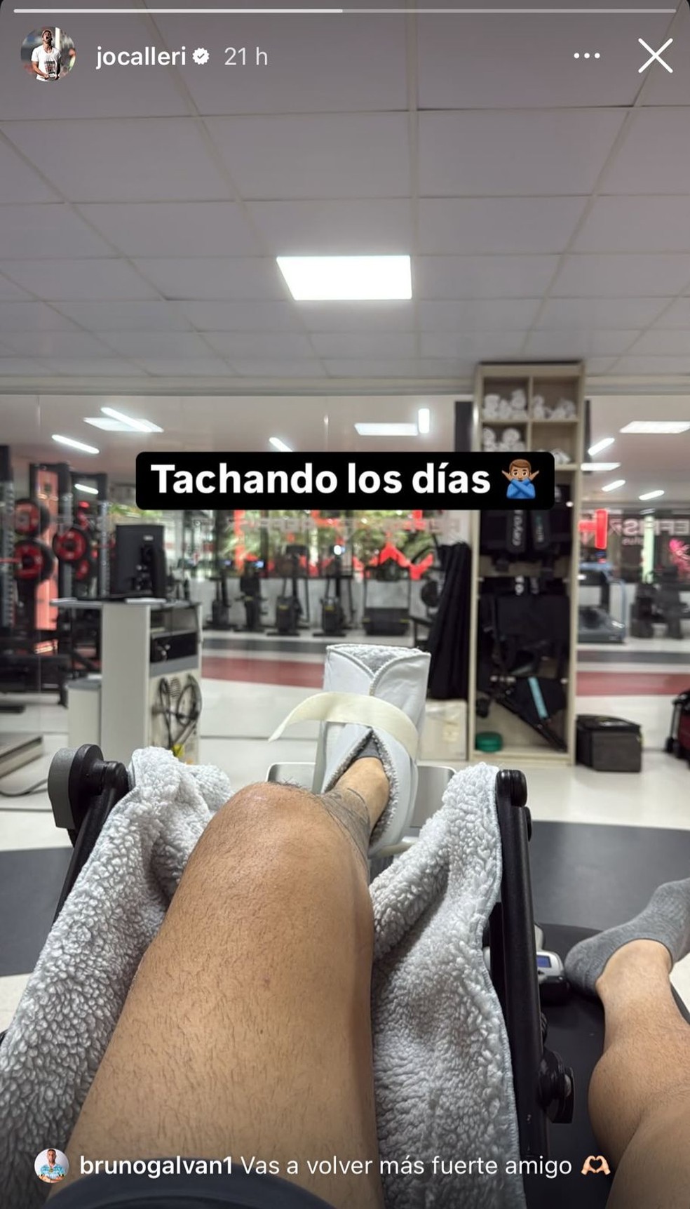 Calleri faz publicação em uma rede social após cirurgia — Foto: Foto: Reprodução