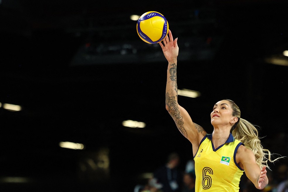 Thaisa, Brasil x EUA - semifinal do vôlei feminino nas Olimpíadas de Paris 2024 — Foto: Reuters