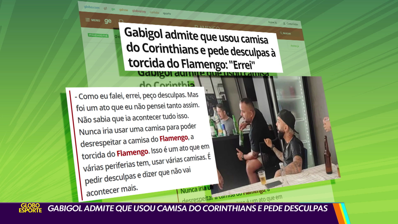 Gabigol admite que usou camisa do Corinthians e pede desculpas