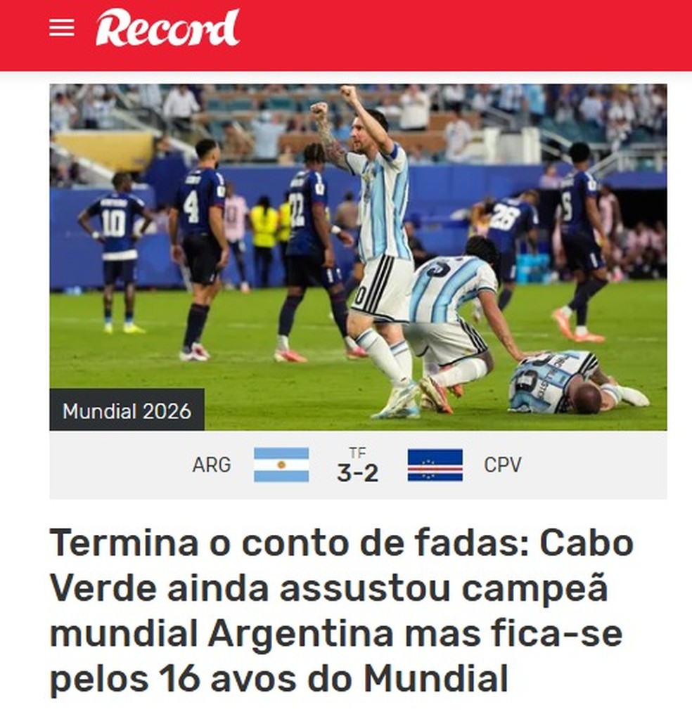 Jornal português Record: Termina o conto de fadas