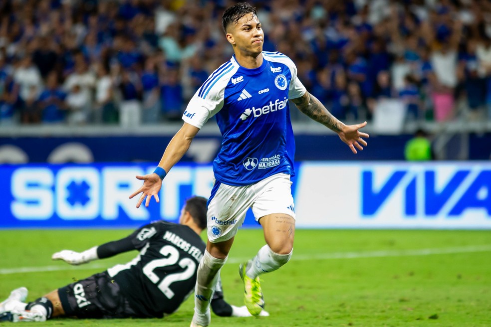 Kaio Jorge, do Cruzeiro, comemora gol contra o Bahia