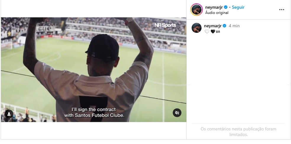 Neymar anuncia retorno ao Santos — Foto: Reprodução