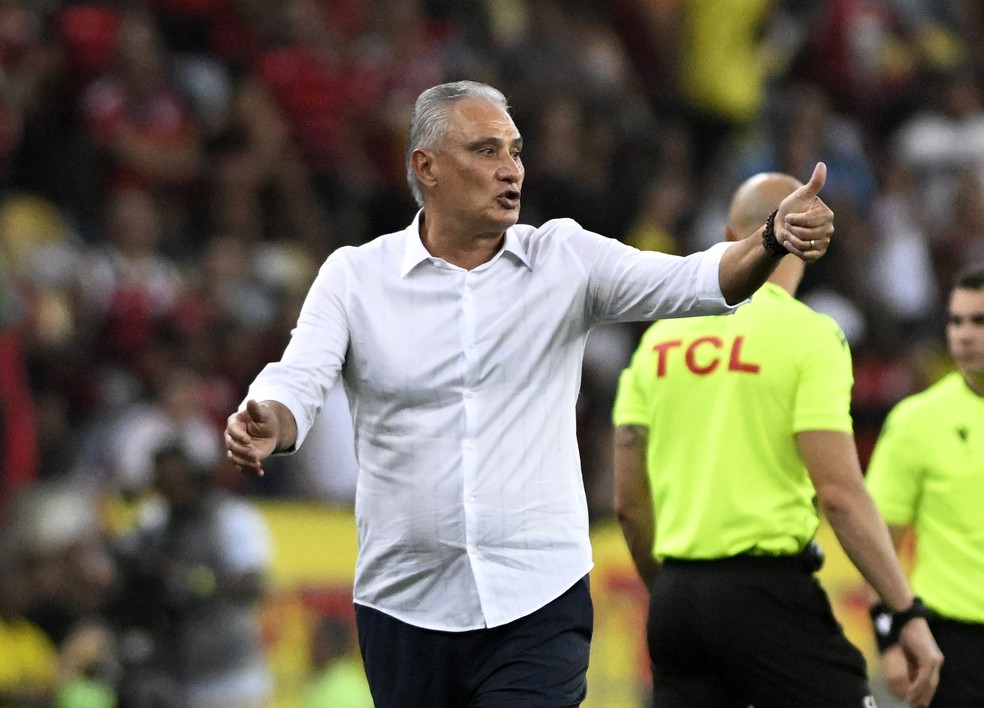 Tite em Flamengo x Bahia — Foto: André Durão / ge