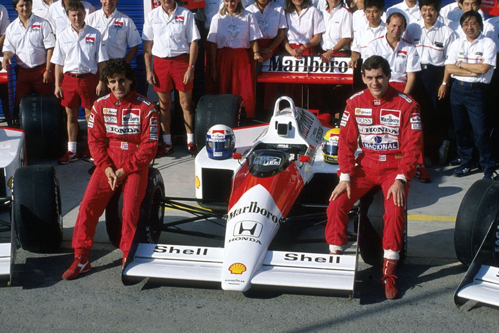 Apresentação da McLaren-Honda de 1988, com Ayrton Senna e Alain Prost — maior piloto da McLaren