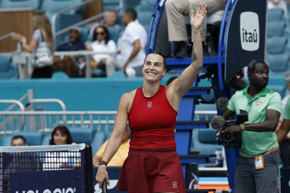 Sabalenka contra Danielle Collins no Miami Open — Foto: REUTERS