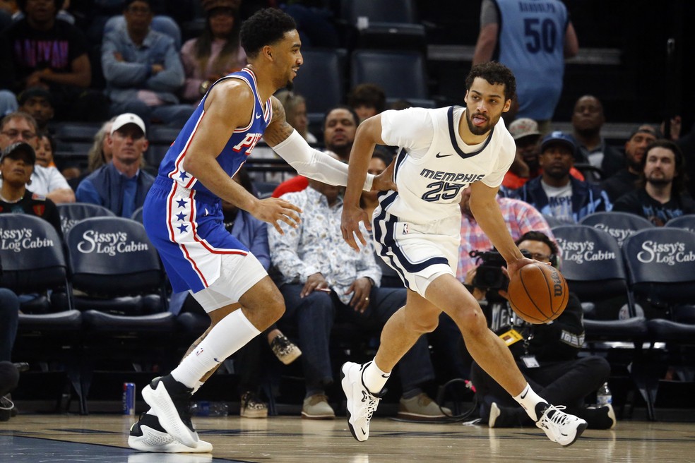 Mãozinha anotou duplo-duplo em Memphis Grizzlies x Philadelphia 76ers — Foto: Petre Thomas-USA TODAY Sports