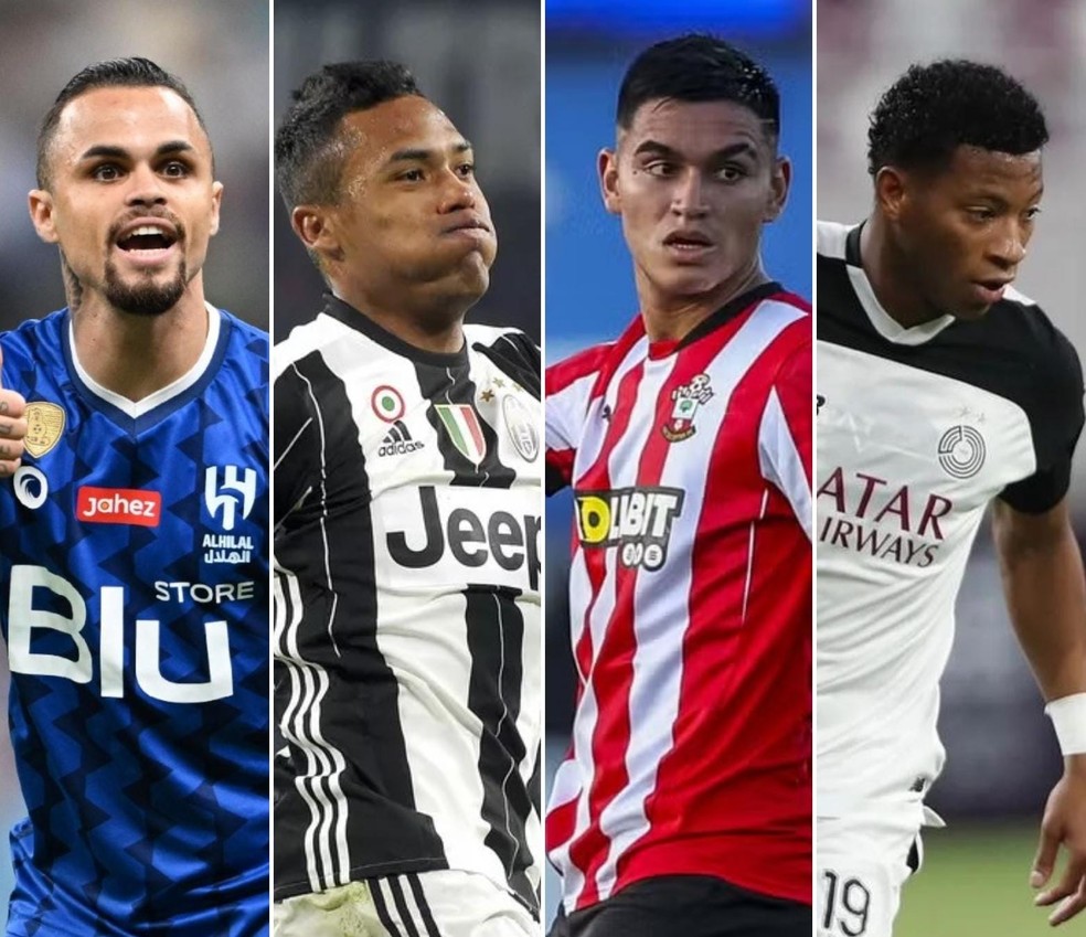 Michael, Alex Sandro, Alcaraz e Plata, reforços do Flamengo — Foto: Divulgação