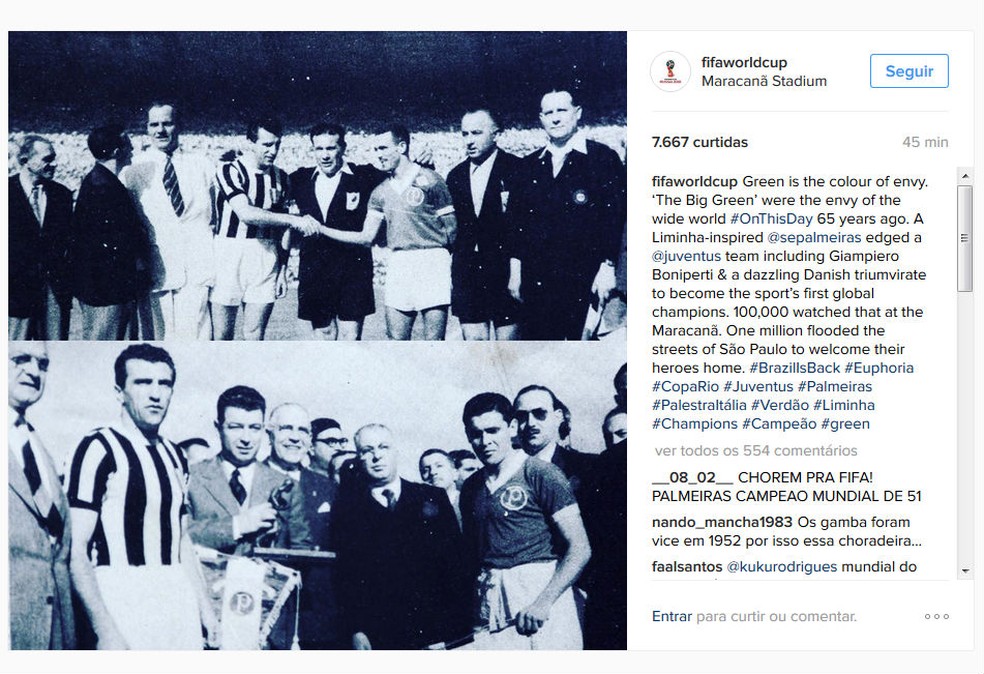 1951 surge o primeiro Campeão Mundial de Clubes. Uma festa para