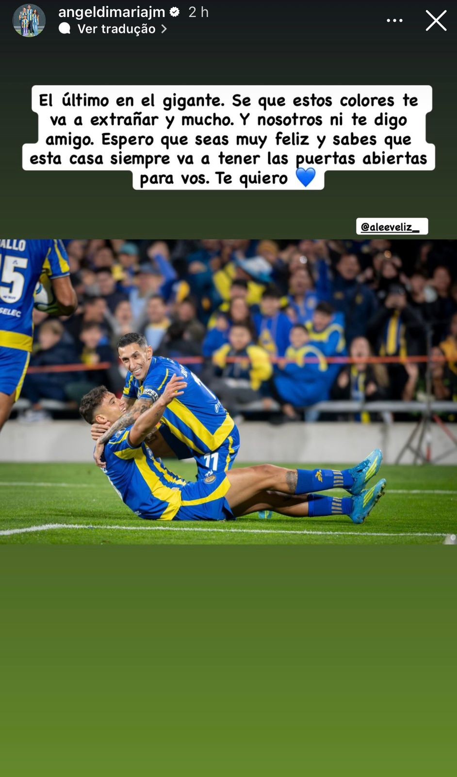 Di María se despede de Alejo Véliz, atacante acertado com o Bahia: "Vamos sentir sua falta"