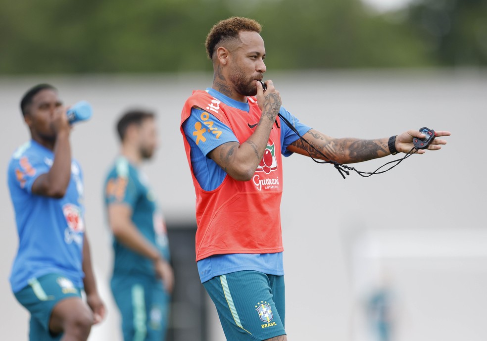 Neymar em treino da seleção brasileira na Copa do Mundo