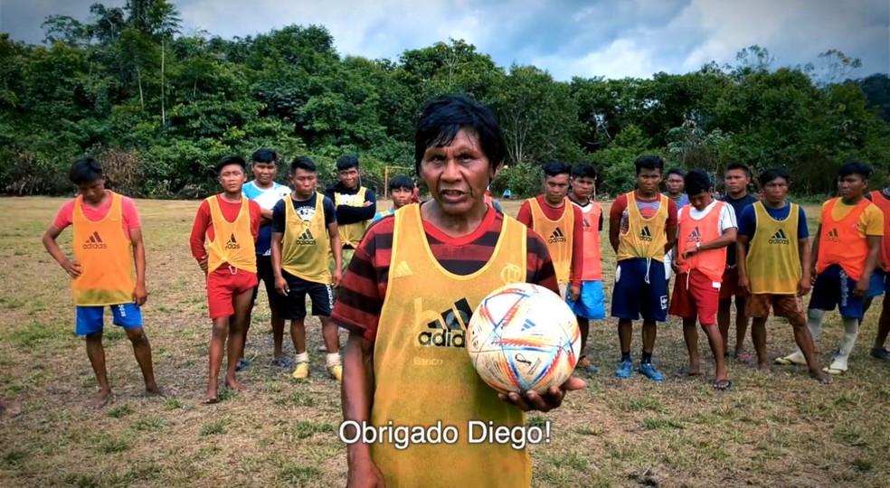 Aldeia ind&iacute;gena de Roraima agradece presente de Diego Ribas &mdash; Foto: Reprodu&ccedil;&atilde;o