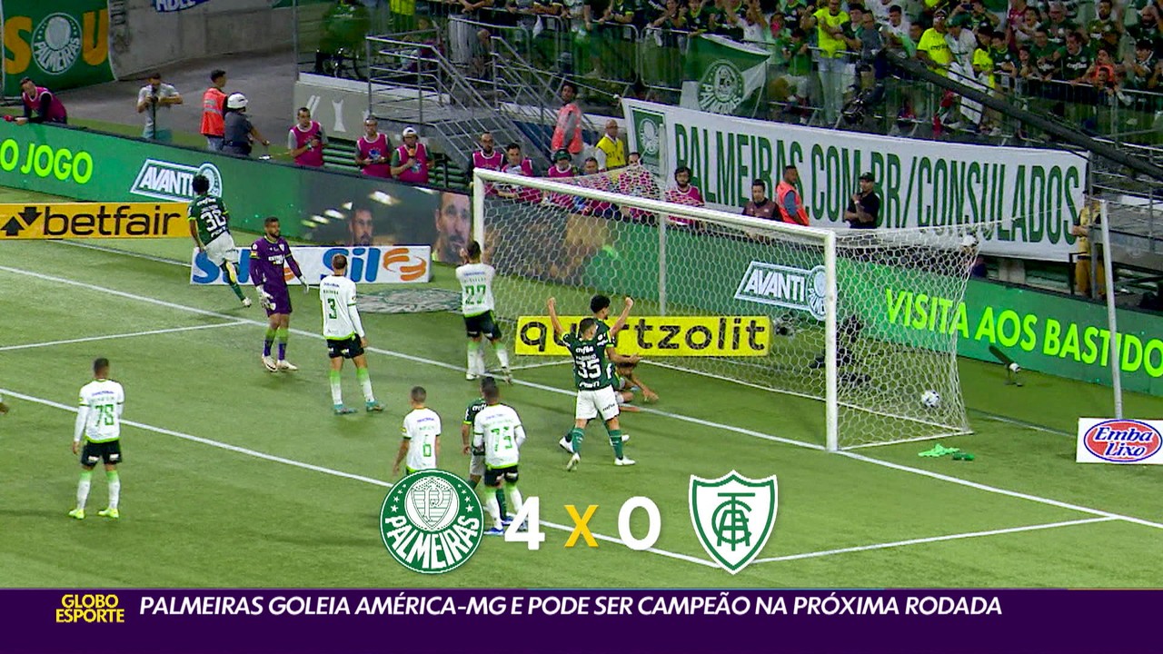 Palmeiras goleia e pode ser campeão na próxima rodada; Internacional garante permanência na Série A