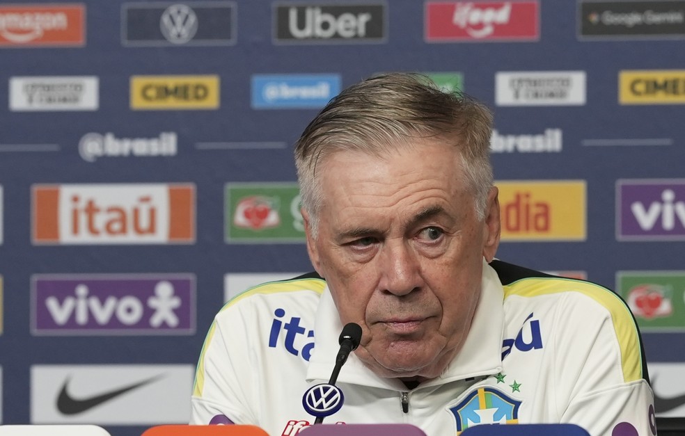 Carlo Ancelotti, em entrevista coletiva da Seleção — Foto: Rafael Ribeiro/CBF