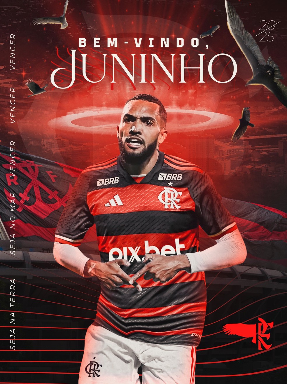 Juninho é anunciado pelo Flamengo — Foto: Divulgação / Flamengo
