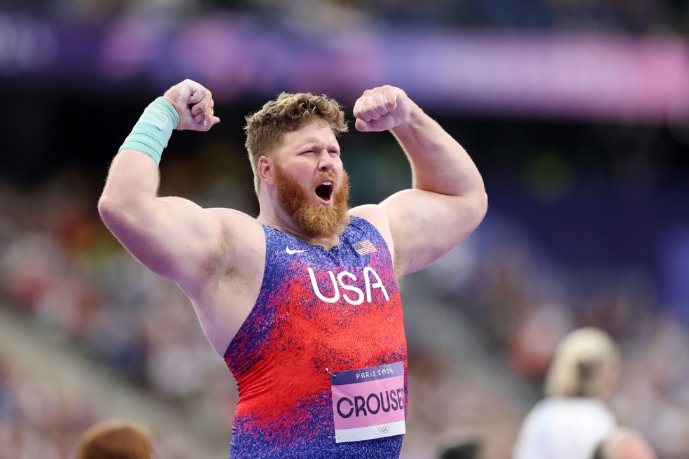 Ryan Crouser, tricampeão olímpico no arremesso de peso — Foto: Getty Images
