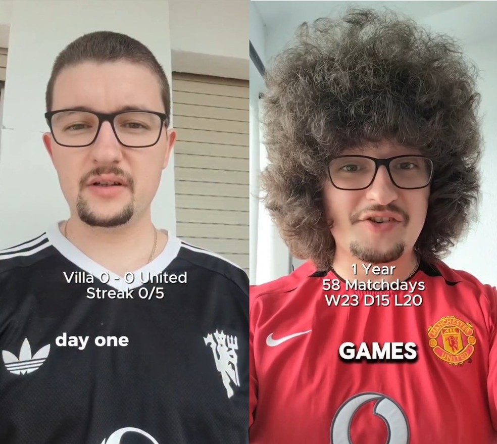 Frank Ilett, torcedor do Manchester United, está há mais de um ano sem cortar o cabelo — Foto: Reprodução/Instagram