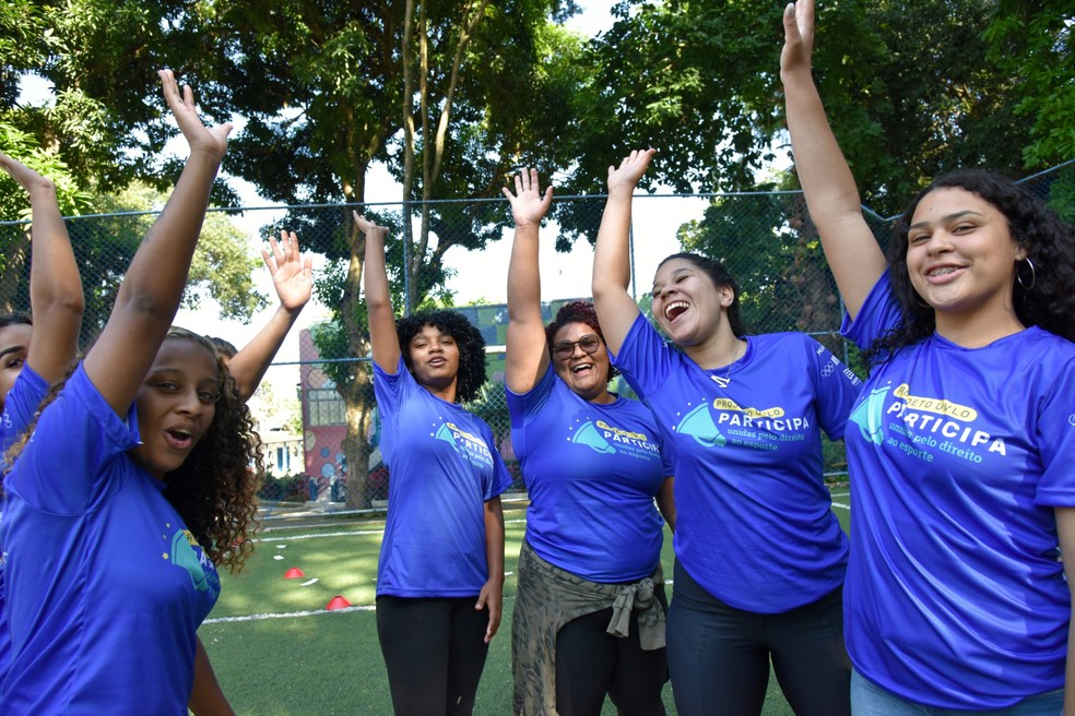 Meninas do projeto "UVLO Participa - Unidas pelo Direito ao Esporte" — Foto: ONU Mulheres/Rossana Fraga