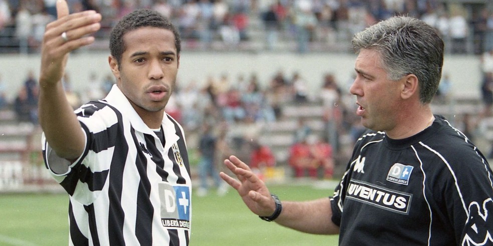 Thierry Henry e Ancelotti nos tempos de Juventus — Foto: Tutto Sport