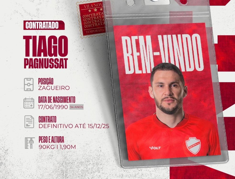 Vila Nova anuncia contratação do zagueiro Tiago Pagnussat, ex-Avaí | Ge