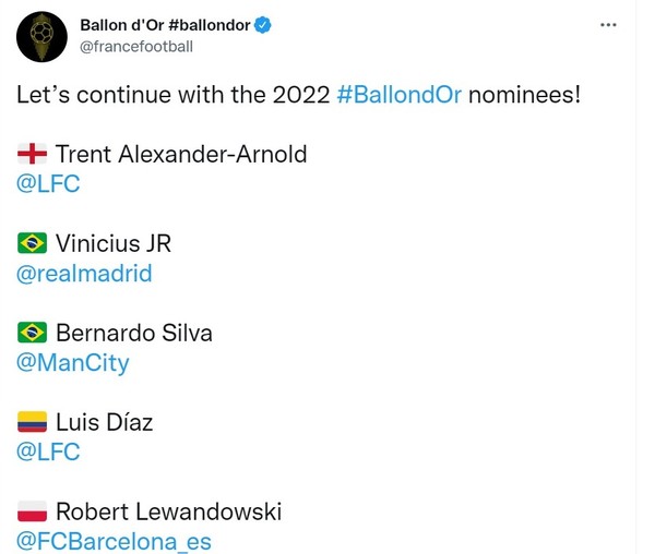 Bola de Ouro 2022: veja posições do ranking do prêmio