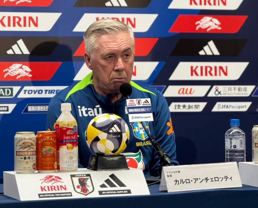 Ancelotti em coletiva de imprensa da Seleo Brasileira  Foto: Cah Mota