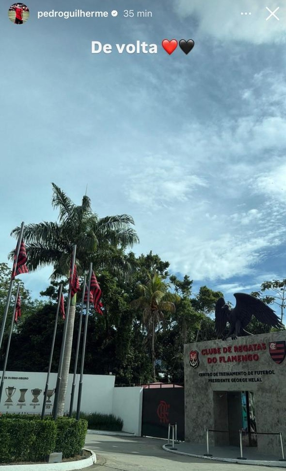 Pedro volta a treinar no Flamengo antes do grupo principal — Foto: Reprodução/Instagram