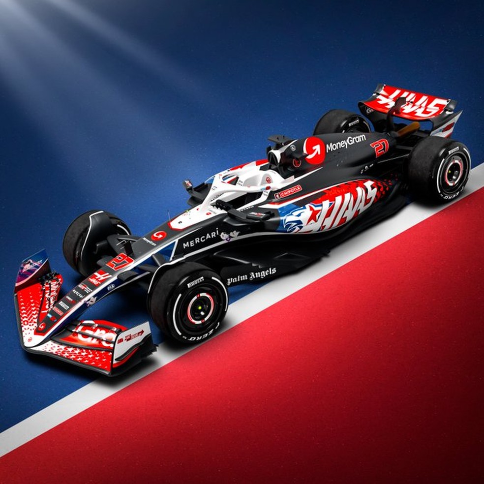 Carro da Haas para o GP dos EUA da F1 em 2024 — Foto: Divulgação