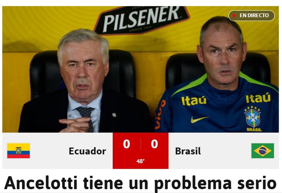 Diario As analisa estreia de Ancelloti na Seleção Brasileira — Foto: Reprodução: Diario As