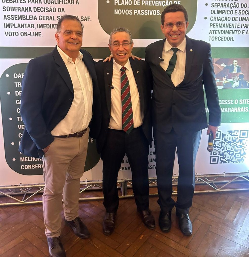 Ricardo Mazella, Ademar Arrais e Adyr Tourinho em reunião eleitoral do Fluminense