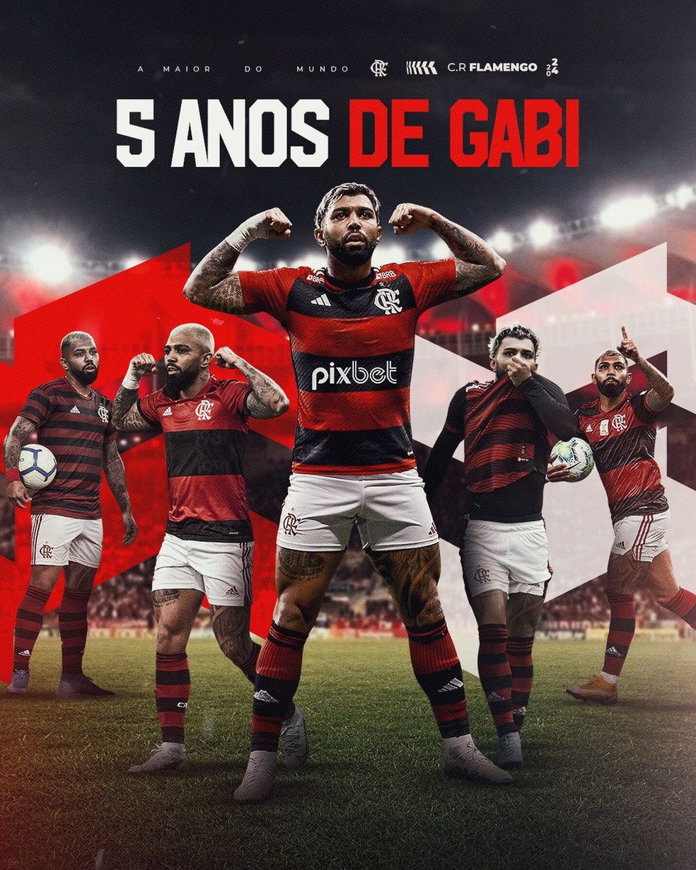 Gabigol completa cinco anos no Flamengo — Foto: Divulgação / Flamengo