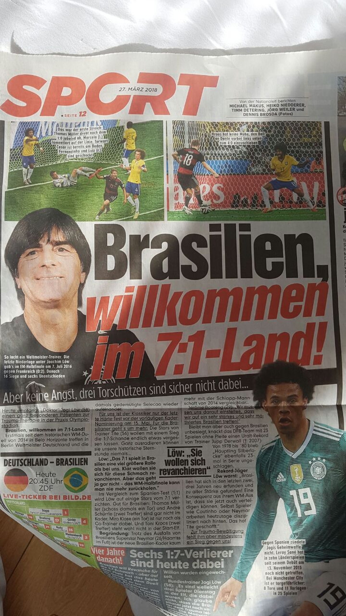 Deutsche Zeitung spottet vor dem Klassiker: „Willkommen im Land der 7 zu 1“ |  Brasilianisches Team