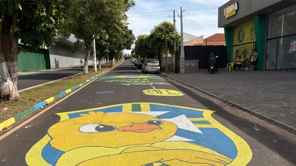 Voluntários pintam desenhos em homenagem ao Brasil
