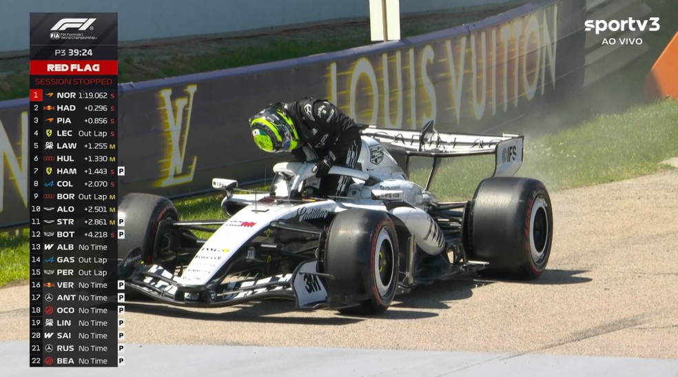 Cadillac de Sergio Pérez pega fogo no 3º treino do GP da Hungria da F1 2026 — Foto: Reprodução