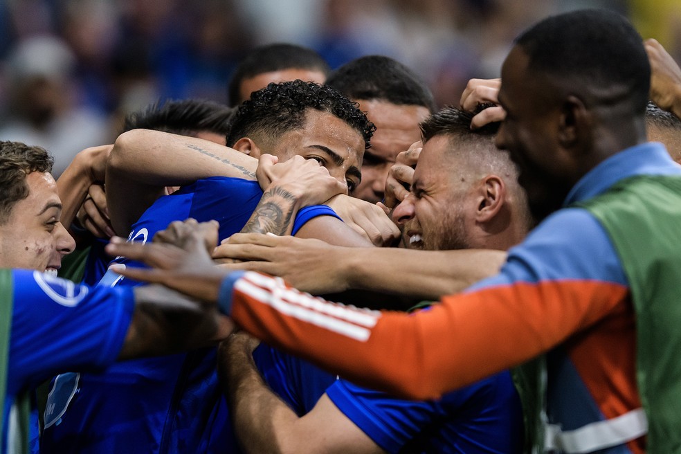 Rafa Silva, do Cruzeiro, comemora gol marcado diante da Universidad de Quito