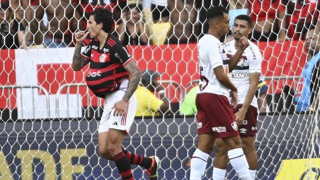 Pedro comemora gol do Flamengo contra o Fluminense