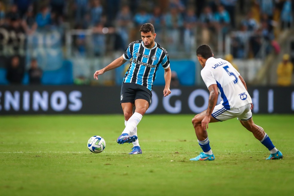 Pepê em empate do Grêmio com o Cruzeiro — Foto: Lucas Uebel/Grêmio
