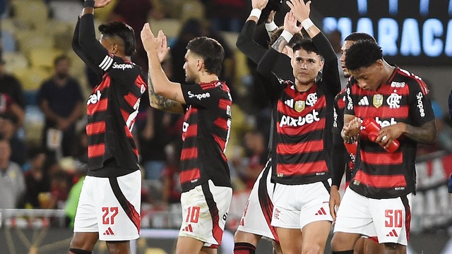 Jogadores do Flamengo após vitória sobre o Mirassol