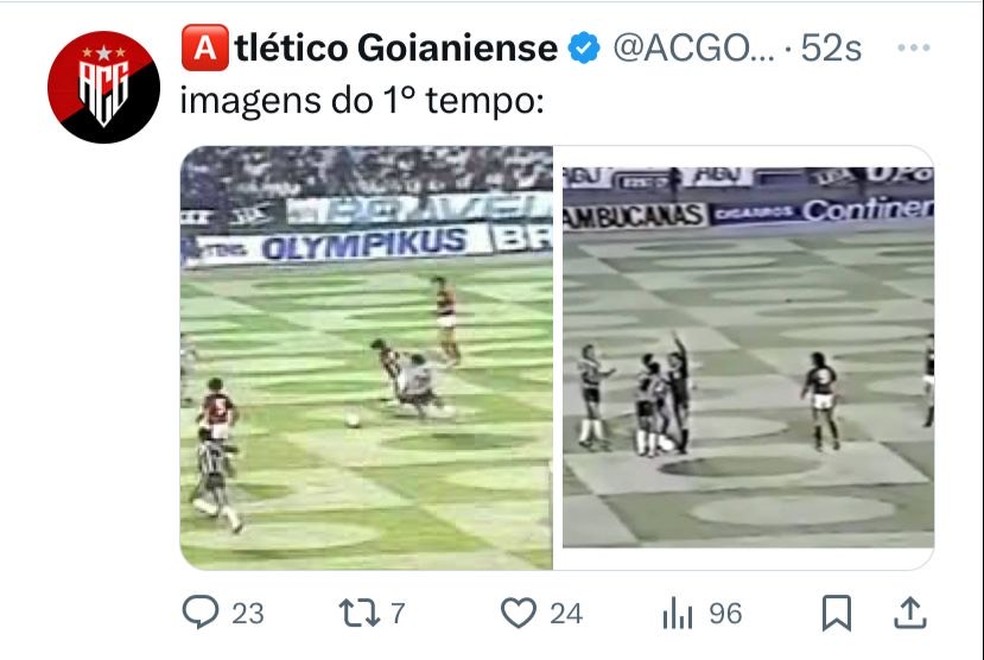 Atlético-GO detona arbitragem contra o Flamengo — Foto: Twitter/ACG