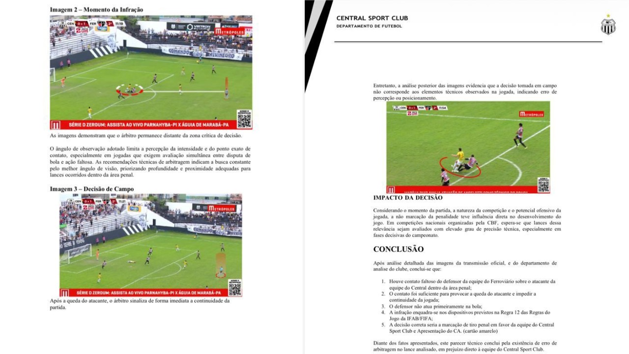 Central leva à CBF reclamação sobre arbitragem após empate com o Ferroviário