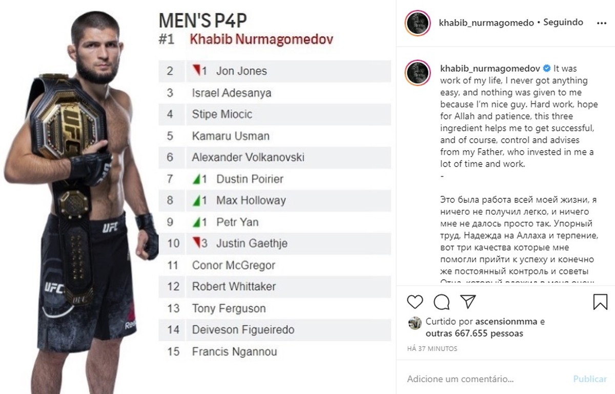 Campeão peso-leve do UFC, Nurmagomedov surge como favorito contra