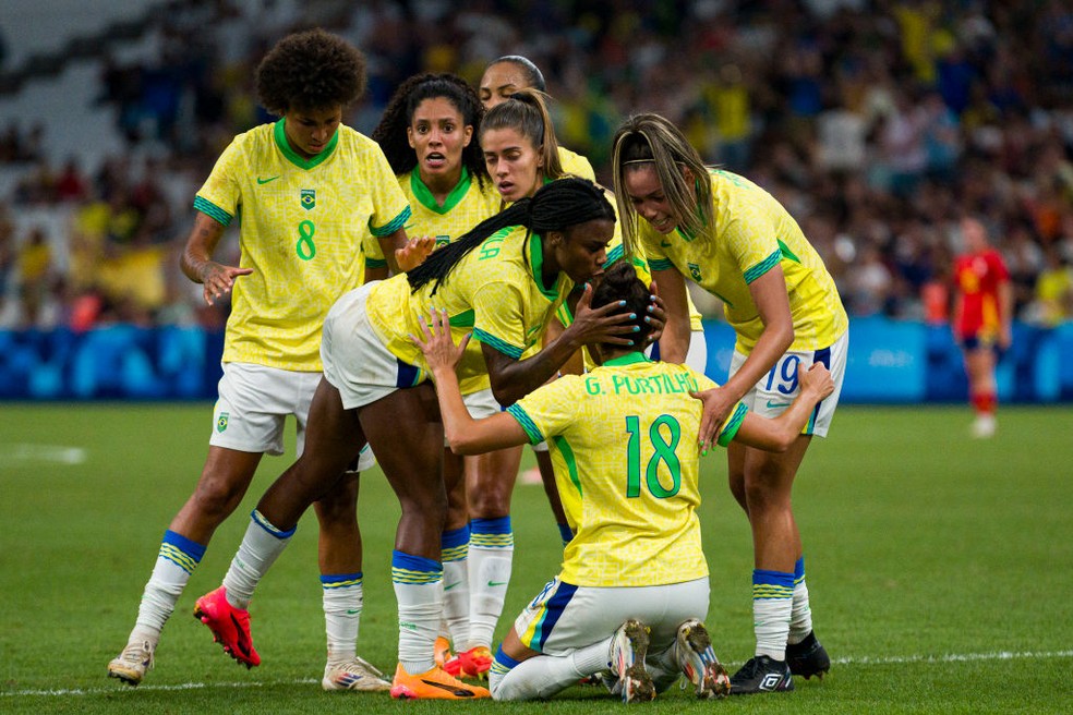 Brasil garante vaga na final dos Jogos Olímpicos Paris-2024 ao vencer a Espanha — Foto: Getty Images