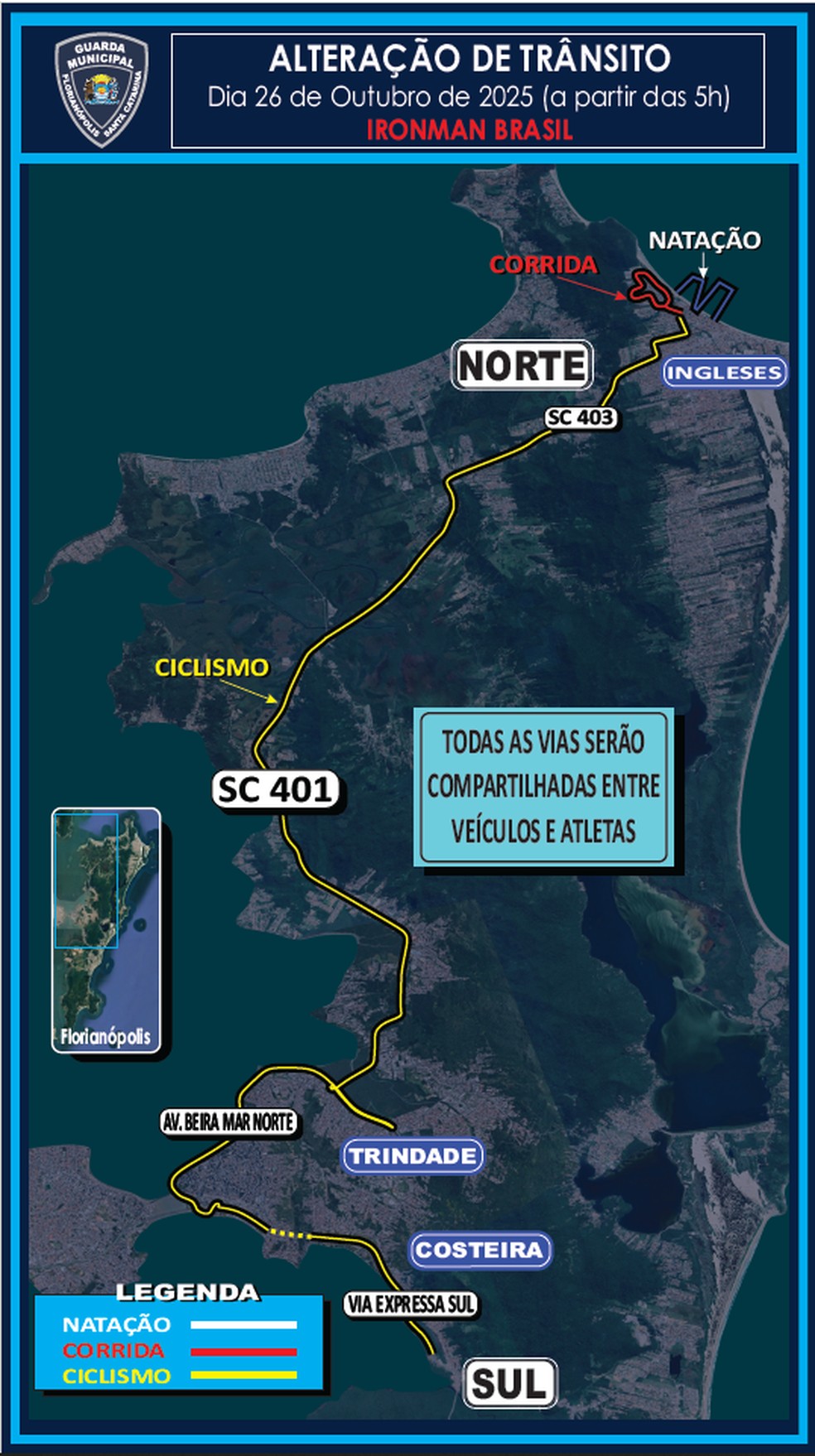 Confira o percurso do Ironman 70.3 em Florianópolis | Ge