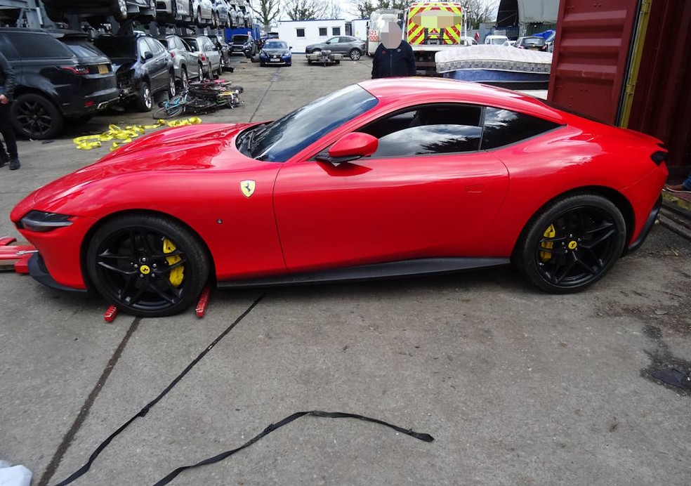 Ferrari roubada de jogador da Premier League encontrada em agosto de 2023 — Foto: Divulgação / SVIU Essex Police