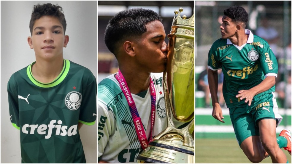 Thiaguinho, Thauan e Ícaro foram negociados pelo Resende para o Palmeiras — Foto: Divulgação