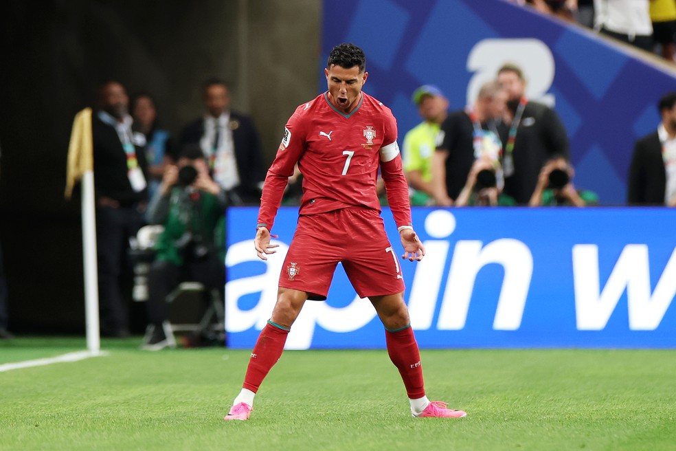 Cristiano Ronaldo gol Portugal x Uzbequistão Copa do Mundo 2026 — Foto: Charlotte Wilson/Getty Images