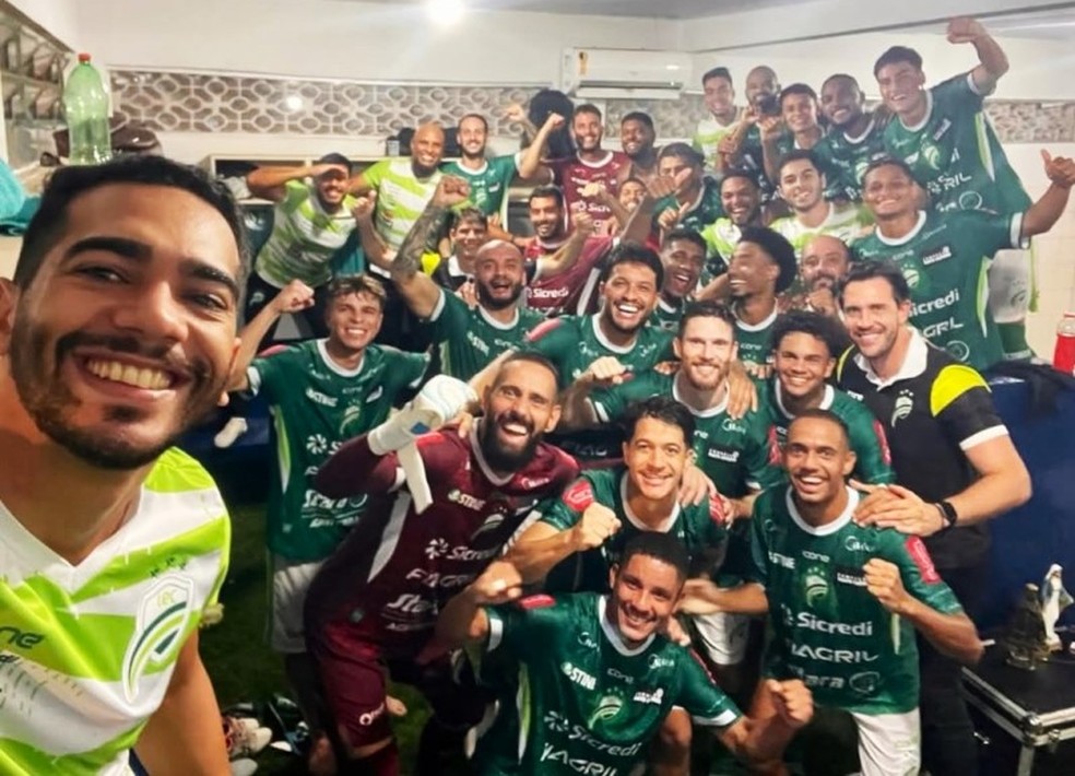 Luverdense comemora estreia com vitória na Série D — Foto: Assessoria Luverdense